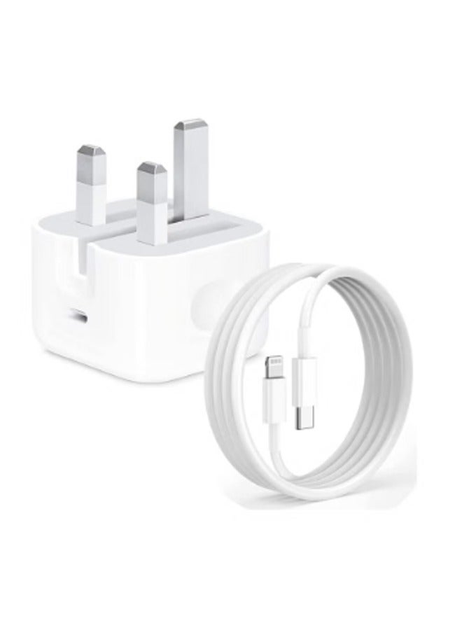 20W Fast Charger | USB C Wall Fast Charger with USB C to Lightning Cable Compatible For iPhone 14/14 Pro/14 Pro Max/13/12/SE2020/11/XR/XS Max/X/iPad - Image 2