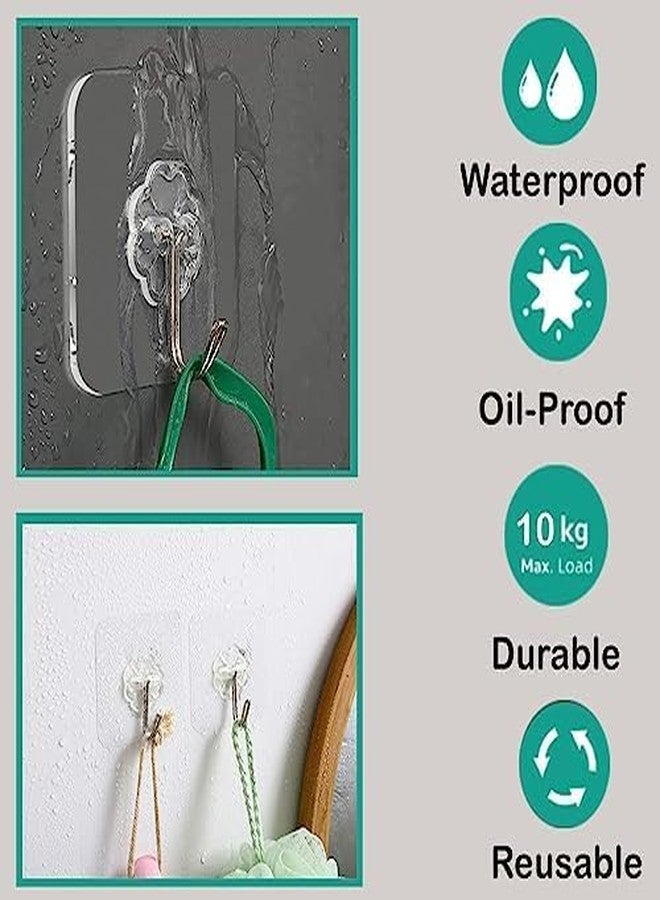 Highlark Self Adhesive Heavy Duty Magic Sticker Wall Hanging Hooks Ideal for Hanging Keyframe/Utensils and Bathroom Accessories - Transparent (Flower Wall Hook (Pack of 15)) - Image 3