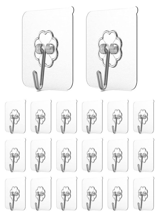 Highlark Self Adhesive Heavy Duty Magic Sticker Wall Hanging Hooks Ideal for Hanging Keyframe/Utensils and Bathroom Accessories - Transparent (Flower Wall Hook (Pack of 15)) - Image 1