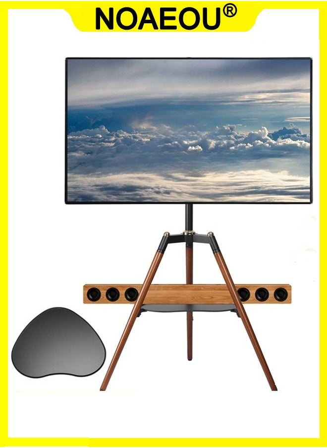 NOAEOU Universal Tripod TV Stand, Tripod Easel TV Stand for 32-65 inch LED LCD Screen Flat Curved Screen, Height Adjustable Studio TV Display Stand with 70° Swivel for Bedroom, Living Room, Corner TV Stand(BLACK)  - Image 1