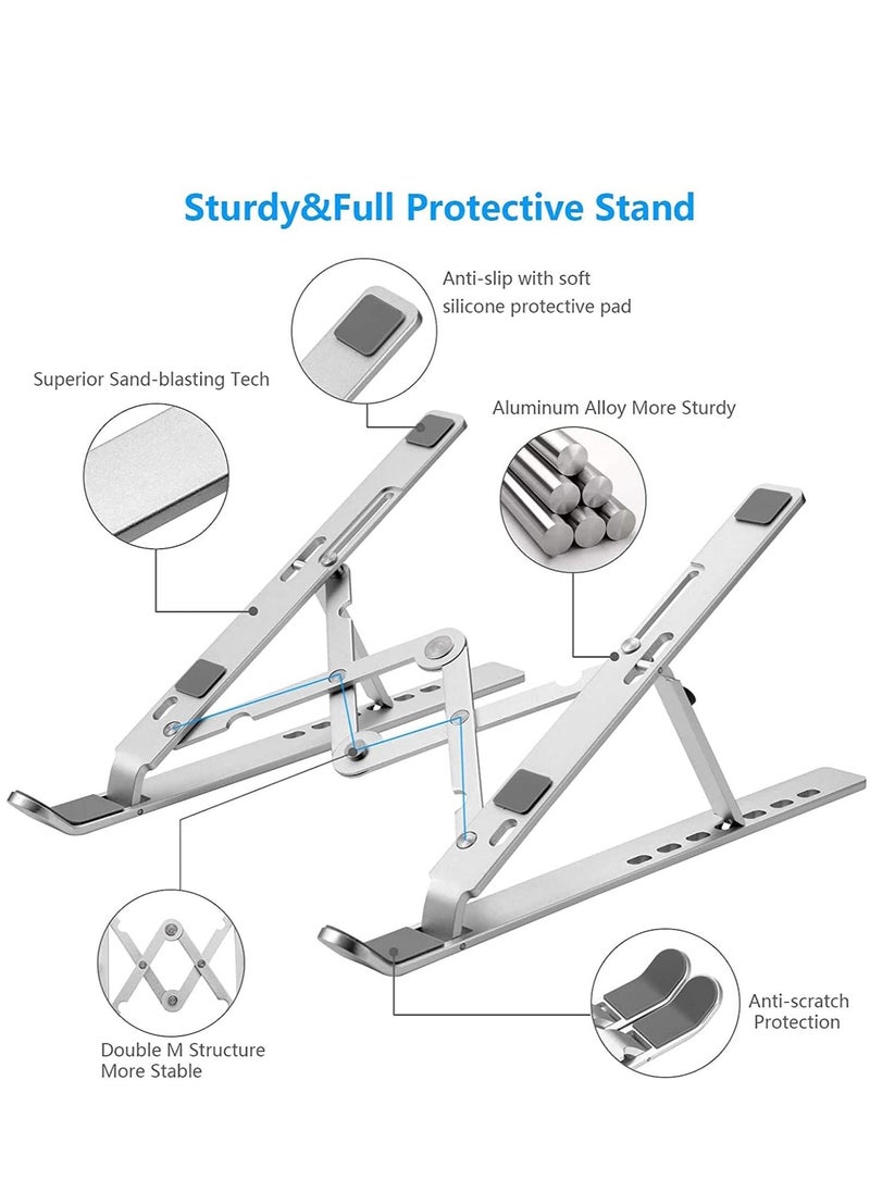 Generic - Laptop Stand, Laptop Holder Riser Computer Stand, Adjustable Aluminum Foldable Portable Notebook Stand, Compatible with MacBook Air Pro, HP, Lenovo, Dell, More 10-15.6” Laptops and Tablets (Silver) - Image 1