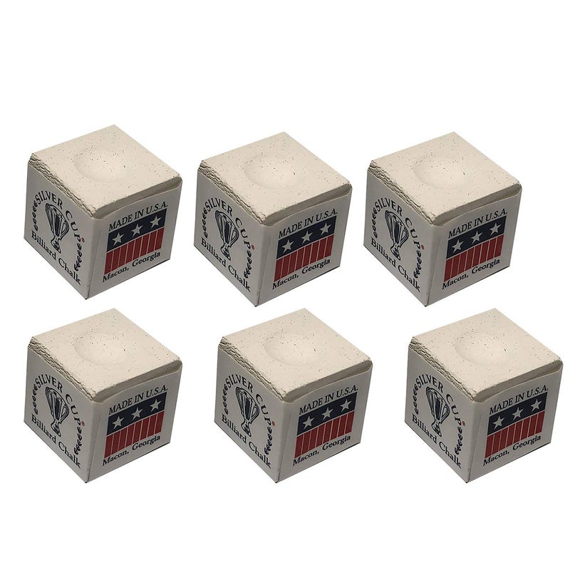 Silver Cup Set Of 6 White Billiard Pool Cue Chalk