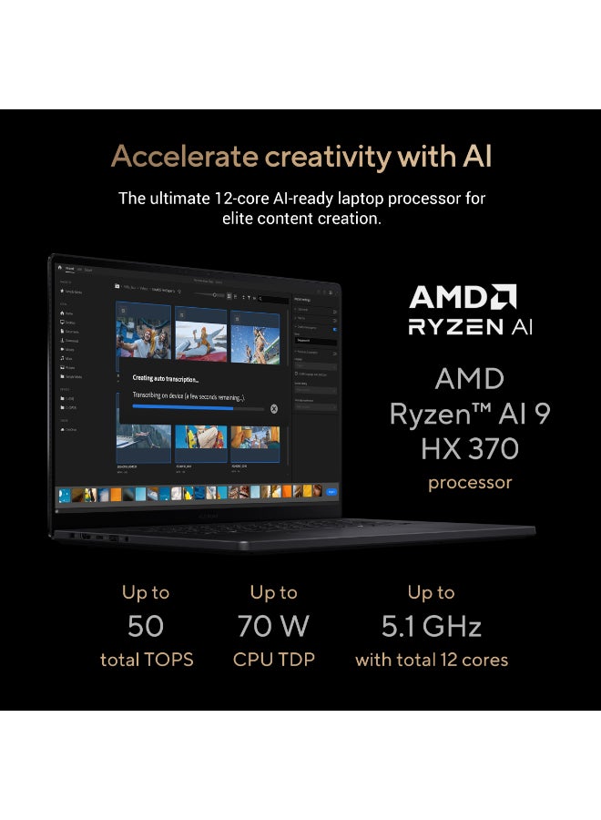 ASUS ProArt P16 Laptop With 16-Inch Display, AMD Ryzen AI 9 HX 370 Processor/64GB RAM/2TB SSD/AMD Radeon 890M  Graphics/Windows 11 Home English Nano Black - Image 5