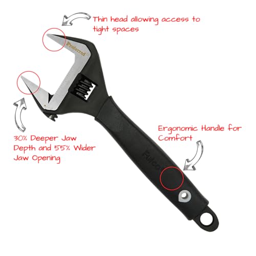 Proferred Plumbing Adjustable Wrench, Black Phosphate Finish, 4 Available Size Options 6-inch, 8-inch, 10-inch, 12-inch - T08004 - Image 5
