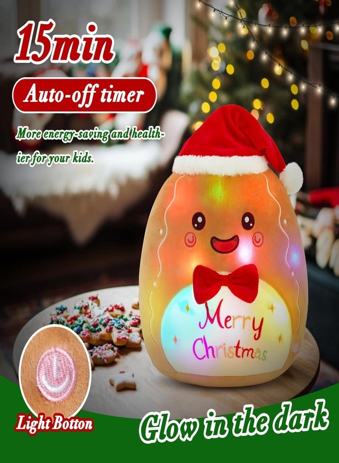 Glow Guards 12-inch Light up Gingerbread Man Plush Pillow, Soft Gingerbread Man Stuffed Animal Toy, LED Christmas Plush Stuffed Pillow Christmas Party Decoration Gift for Kids Boys and Girls - Image 2