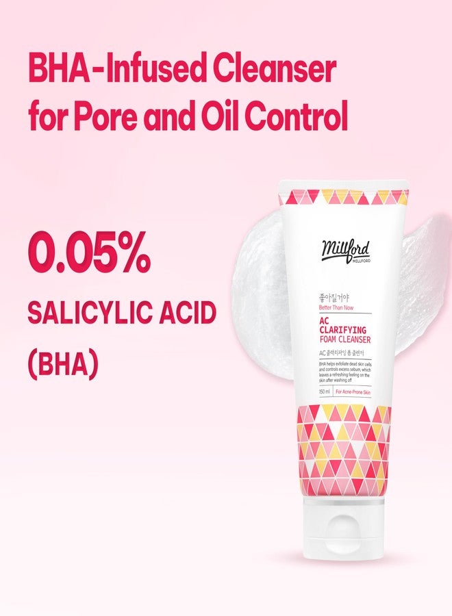 Millford AC Clarifying Foam Cleanser 150ml/5.1 fl.Oz, Daily Facial Cleanser for Oily Skin, Unscented, Salicylic Cleansers, BHA, Korean Skincare - Image 2