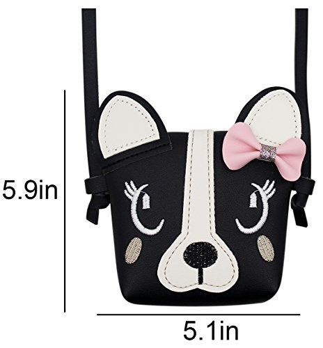 leomoste Little Girls Cute Dog Cat Small Crossbody Bag Bowknot Single Puppy Shoulder Bag Handbag Wallet - Image 2