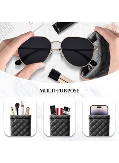 Unik 2 Pack Squeeze Top Sunglass Pouch,Portable Sunglass Organizer Pouch Bags Soft PU Leather Glasses  - Image 3