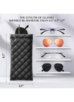 Unik 2 Pack Squeeze Top Sunglass Pouch,Portable Sunglass Organizer Pouch Bags Soft PU Leather Glasses  - Image 2