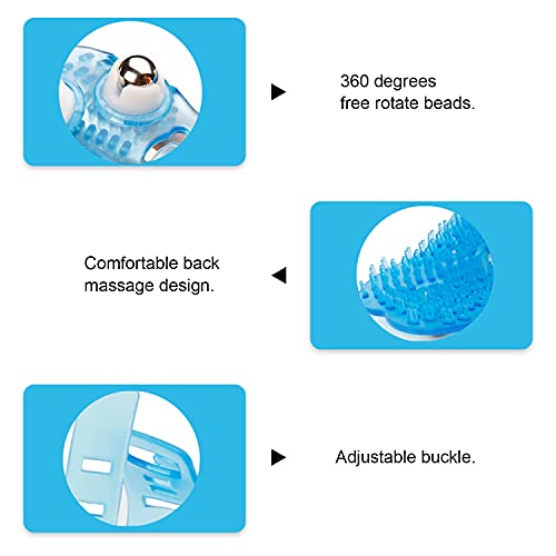 Boseen Handheld Massage Ball for Muscle Back Neck Joint Foot Shoulder Leg Pain Relief - Palm Shaped Massage Tool with Roller Balls, Portable Design, Blue - Image 3