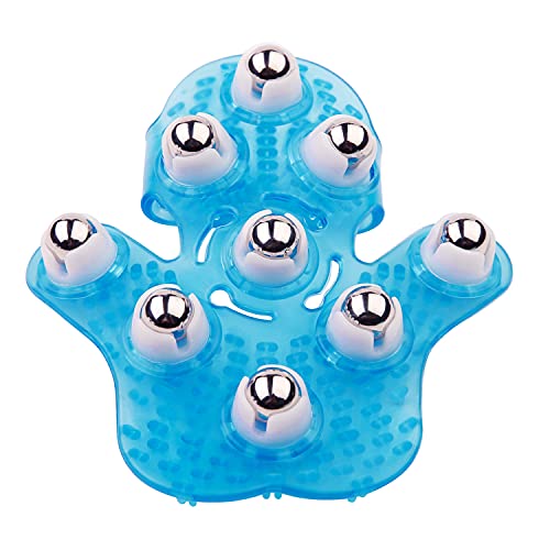 Boseen Handheld Massage Ball for Muscle Back Neck Joint Foot Shoulder Leg Pain Relief - Palm Shaped Massage Tool with Roller Balls, Portable Design, Blue - Image 1