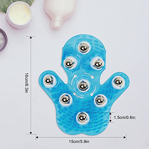 Boseen Handheld Massage Ball for Muscle Back Neck Joint Foot Shoulder Leg Pain Relief - Palm Shaped Massage Tool with Roller Balls, Portable Design, Blue - Image 2