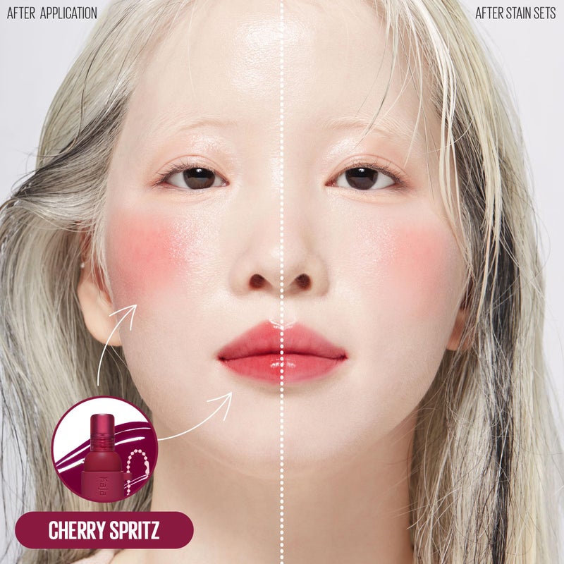 Kaja Lip & Blush Glazed Keychain Stain - Jelly Charm 01 Cherry Spritz | with Triple Berry Complex, Lemon Fruit Extract &Olive Squalane, Hydrating, Long Lasting Tint - Image 4