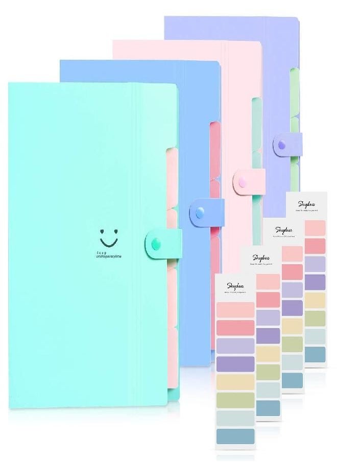 Skydue - SKYDUE Expanding File Folders with 5 Pockets, Accordion File Organizer with 32 Labels, Portable Document Paper Organizer, Filing Folders, Letter / A4 Size, Pack of 4 - Image 1