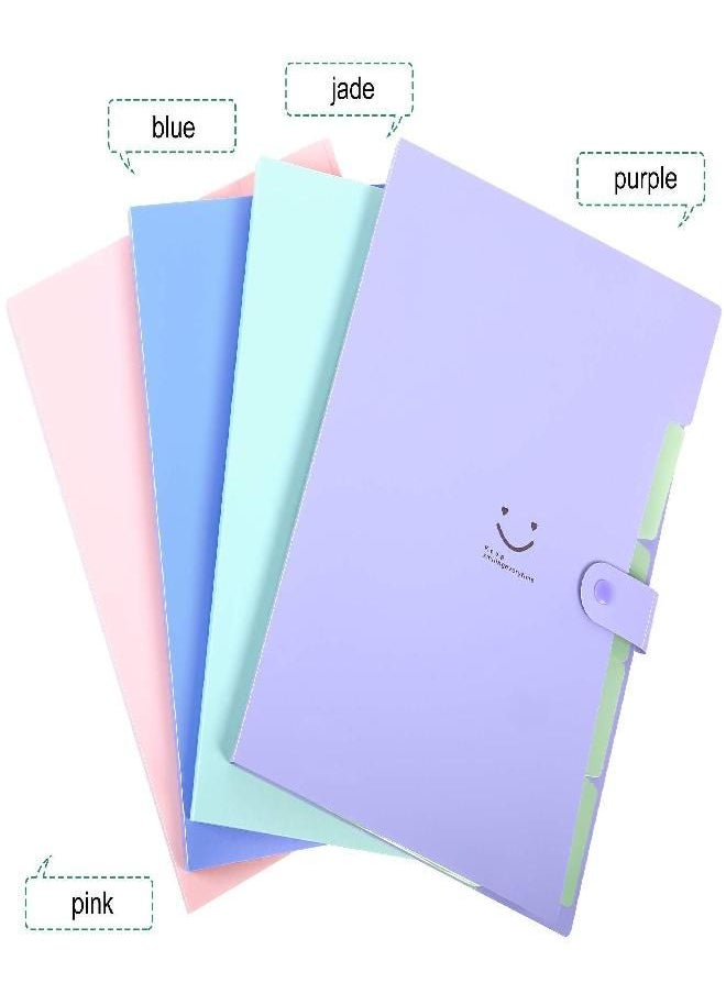 Skydue - SKYDUE Expanding File Folders with 5 Pockets, Accordion File Organizer with 32 Labels, Portable Document Paper Organizer, Filing Folders, Letter / A4 Size, Pack of 4 - Image 1