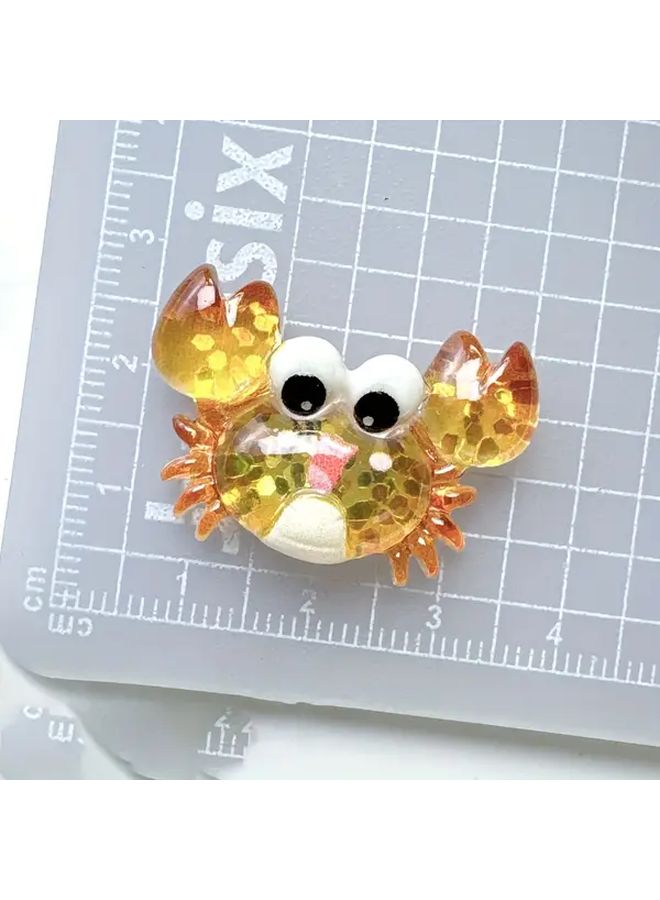 6 Pieces Mini Glittery Ocean Resin Figurines Starfish Crab Whale Jellyfish Decor Handmade Charms DIY Craft Gifts - Image 4