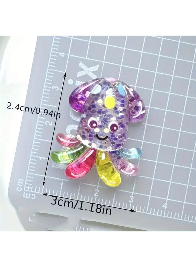 6 Pieces Mini Glittery Ocean Resin Figurines Starfish Crab Whale Jellyfish Decor Handmade Charms DIY Craft Gifts - Image 3