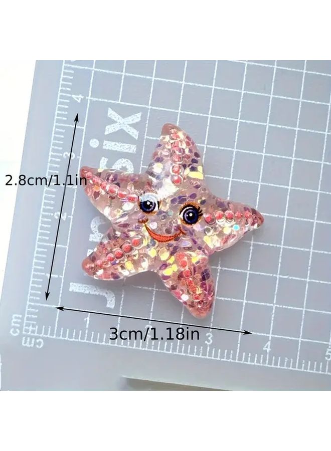 6 Pieces Mini Glittery Ocean Resin Figurines Starfish Crab Whale Jellyfish Decor Handmade Charms DIY Craft Gifts - Image 5