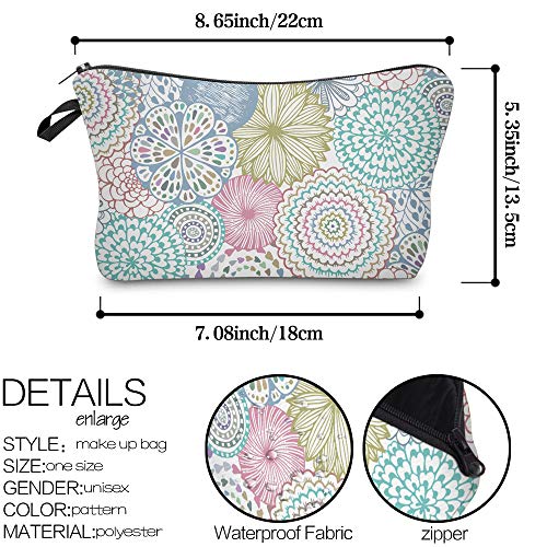 Deanfun Cosmetic Bag for Women, Mandala Flowers Waterproof Makeup Bags Roomy Toiletry Pouch Travel Accessories Gifts (51561) - Image 2