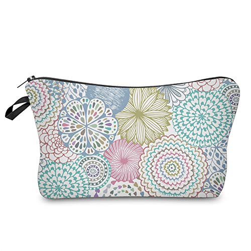 Deanfun Cosmetic Bag for Women, Mandala Flowers Waterproof Makeup Bags Roomy Toiletry Pouch Travel Accessories Gifts (51561) - Image 1
