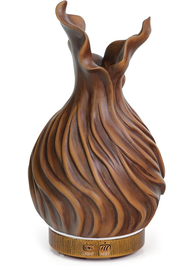 200ml Essential Oil Diffuser for Home, Wood Grain Cover Aromatherapy Diffuser, Cool Mist Humidifier with Safe Auto Shut-Off and 2 Mist Modes & 7 Color LED Night Lights for Office Room (VASE03)