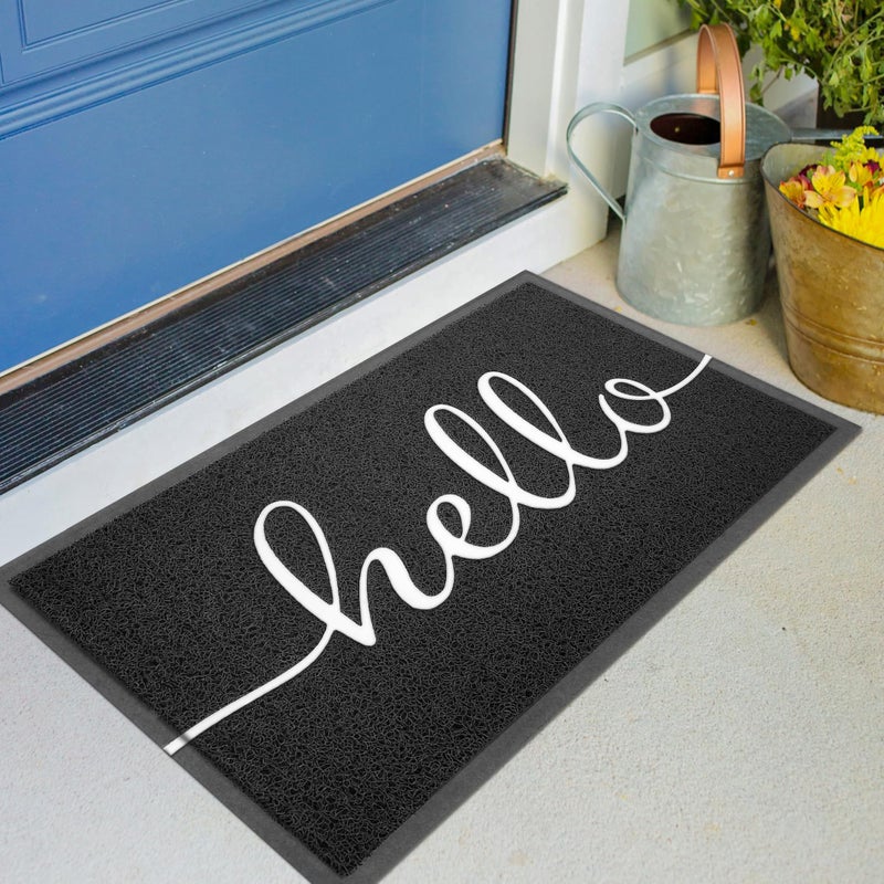 KILOCOCO Outdoor Mat Front Door Mat Welcome Mats Low Pile Doormat Entrance Non-Slip High Traffic Area Easy Clean Rubber Backed Entry Mats Hello Doormats for Garage Yard Patio Kitchen Indoor,18"x30" - Image 1