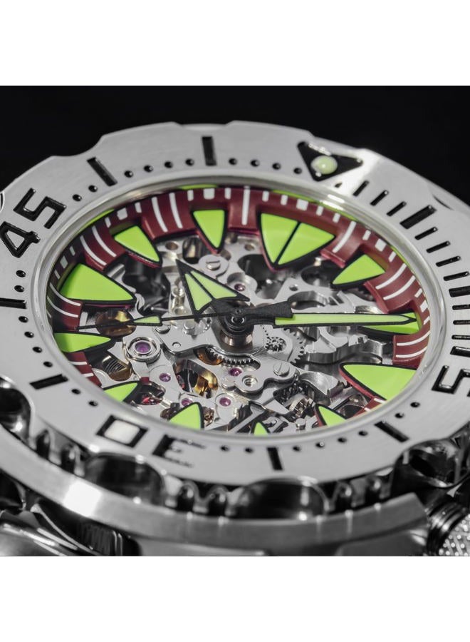 ADDIESDIVE Self-Wind Skeleton Automatic Watches for Man Silver Mechanical Hollow Dial Waterproof 200 M Synthetic Sapphire Analog Dive Watch, 2103-8N24red - Image 3