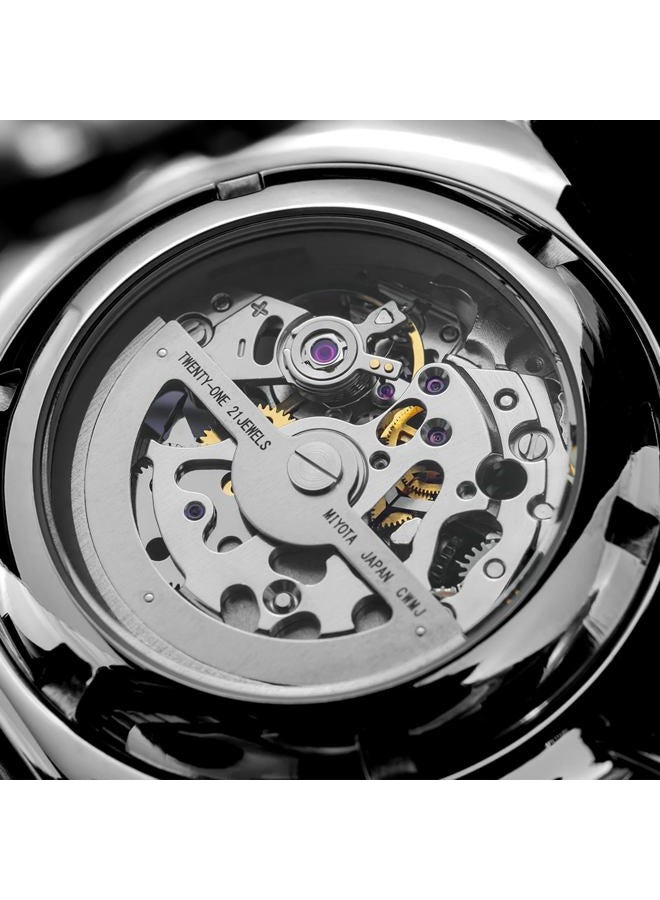 ADDIESDIVE Self-Wind Skeleton Automatic Watches for Man Silver Mechanical Hollow Dial Waterproof 200 M Synthetic Sapphire Analog Dive Watch, 2103-8N24red - Image 4