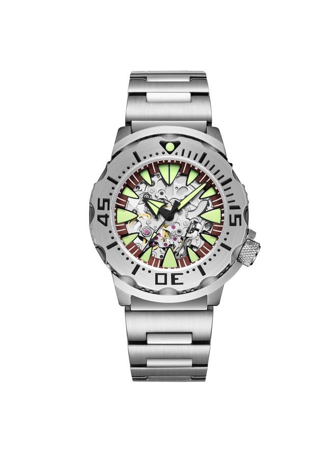 ADDIESDIVE Self-Wind Skeleton Automatic Watches for Man Silver Mechanical Hollow Dial Waterproof 200 M Synthetic Sapphire Analog Dive Watch, 2103-8N24red - Image 1