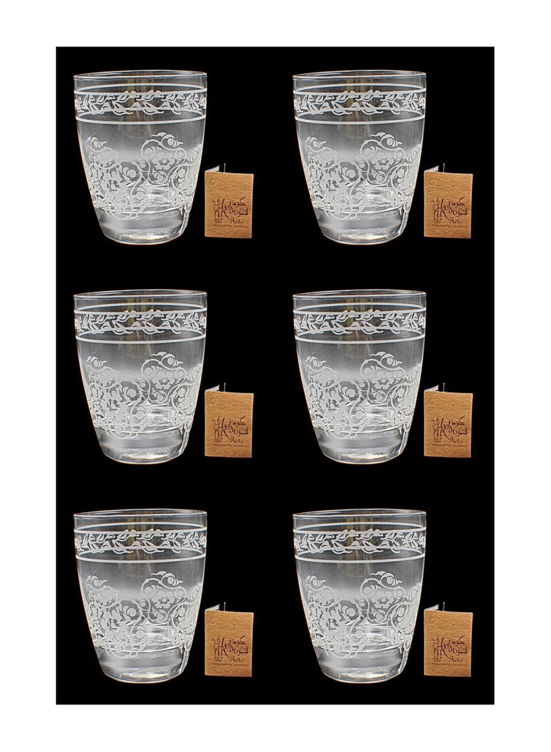 كودو آرتس أكواب زجاج للماء او العصائر مزخرفة 6 قطع - Image 1