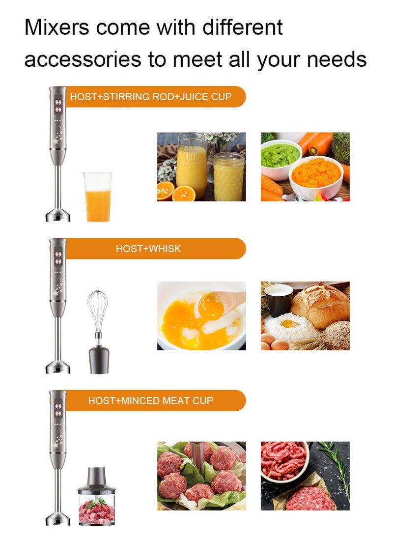 sokany 4 in 1 Hand Blender,  Electric Hand Blender, Portable Electric Mixer, 500ml Chopper Bowl, 700ml Plastic Jar and Blending Wand,Stainless Steel Blades,600 SK-02012,Grey - Image 3