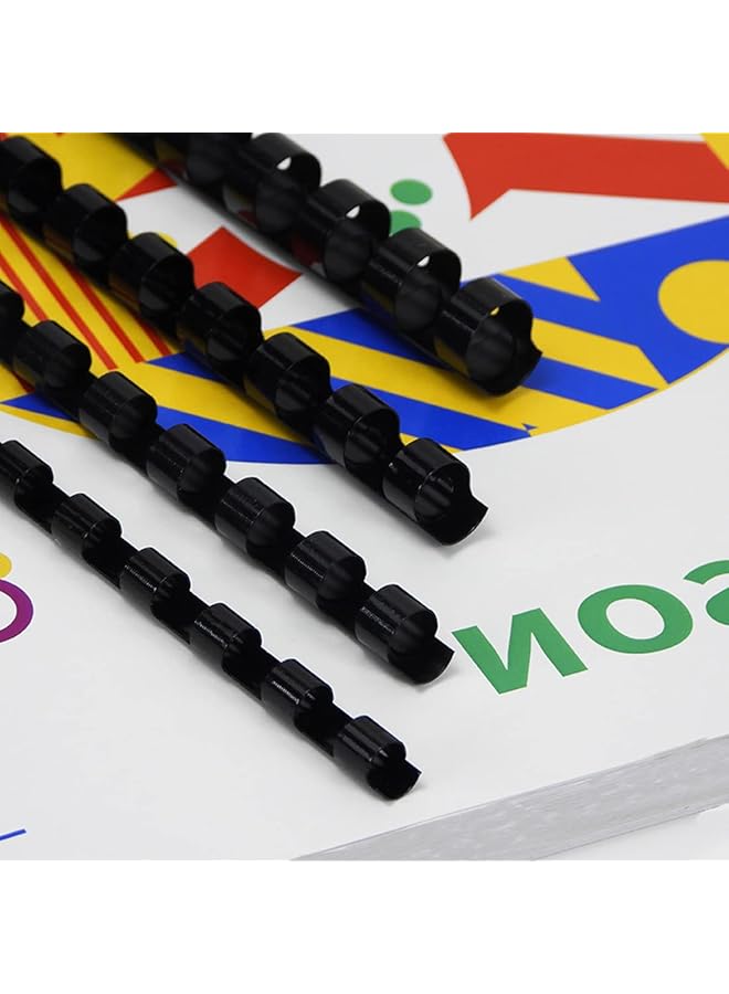 RAYSON Binding Combs High Quality Reusable Mix Of 21 Ring Sizes. Black Color A4 Size Multi Diameter: 6Mm 8Mm 10Mm 12Mm With 20 90 Sheet Capacity. Pack Of 100  - Image 2