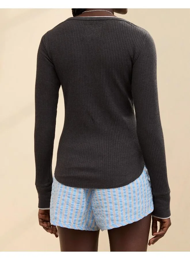 آري من امريكان ايجل Aerie Essential Henley Layering T-Shirt