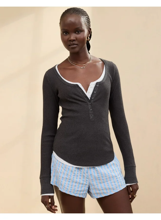 Aerie Aerie Essential Henley Layering T-Shirt