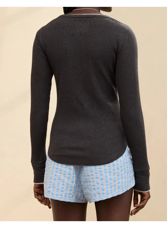 Aerie Aerie Essential Henley Layering T-Shirt