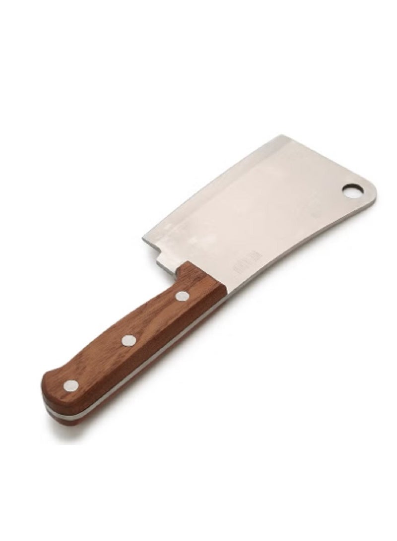 Unique cleaver and knives with silver wooden handles 