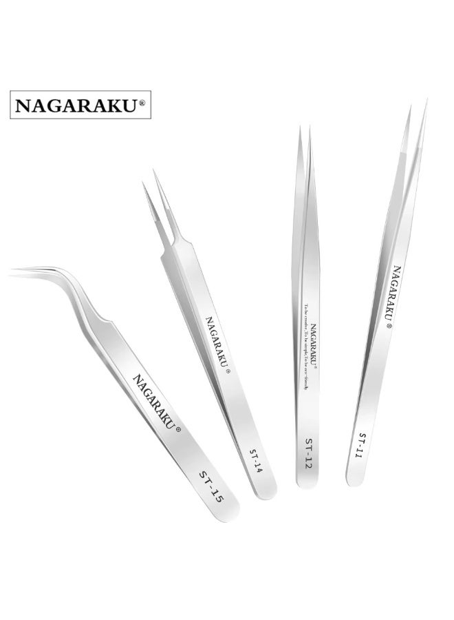 NAGARAKU Professional Eyelash Extension Tweezers – Precision Stainless Steel for Classic, Volume & Mega Volume Lashes | Anti-Static, Lightweight Lash Tool - Image 4