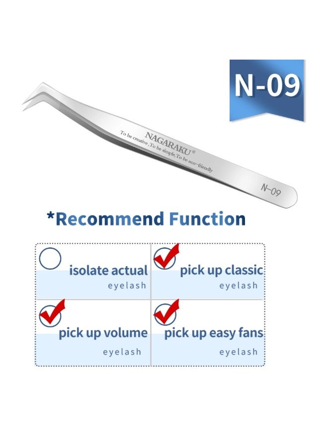 NAGARAKU Professional Eyelash Extension Tweezers – Precision Stainless Steel for Classic, Volume & Mega Volume Lashes | Anti-Static, Lightweight Lash Tool - Image 1