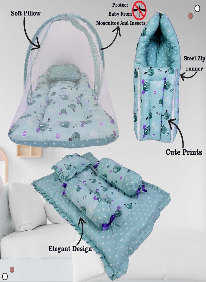 Kwitchy Baby Bed New Born Baby Bedding Set | Mosquito Net | Carry Bag | Baby Shower | Gift Pack | Essential Combo | Gadda Set (0-6 Months, Green) (3PCS Set) - Image 3