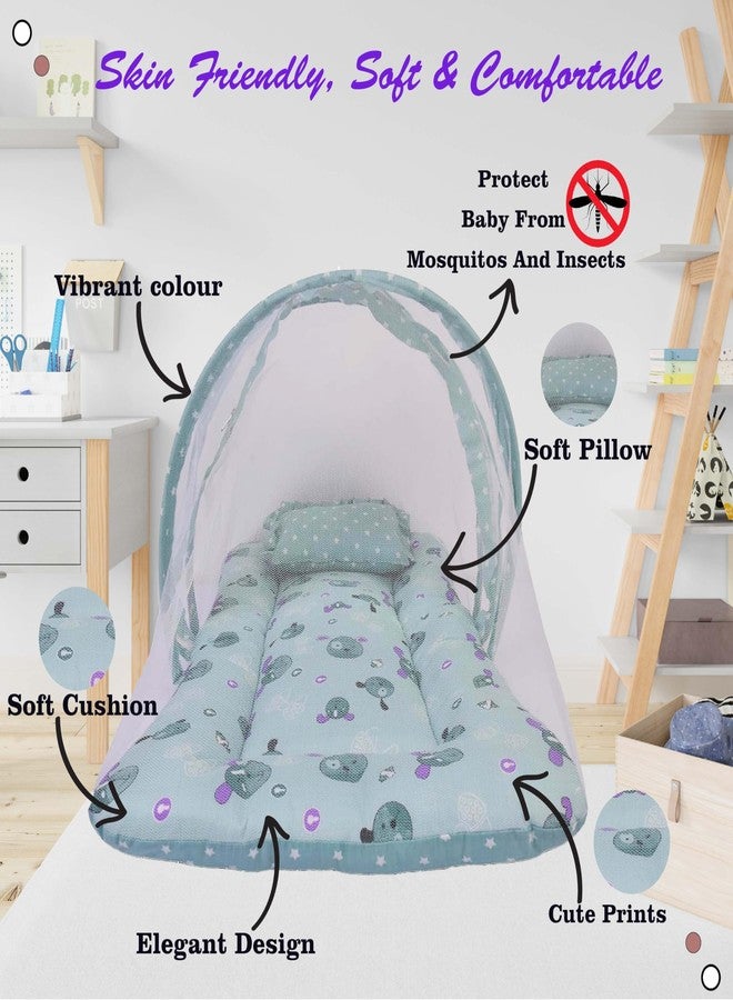 Kwitchy Baby Bed New Born Baby Bedding Set | Mosquito Net | Carry Bag | Baby Shower | Gift Pack | Essential Combo | Gadda Set (0-6 Months, Green) (3PCS Set) - Image 4