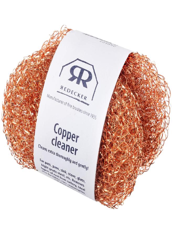 Redecker Real Copper Thread Pot Scrubber, Woven Double Layers for Extra Strength, Gently Remove Even Persistent Dirt, Exremely Long Lasting, Set of 2, Made in Netherlands
