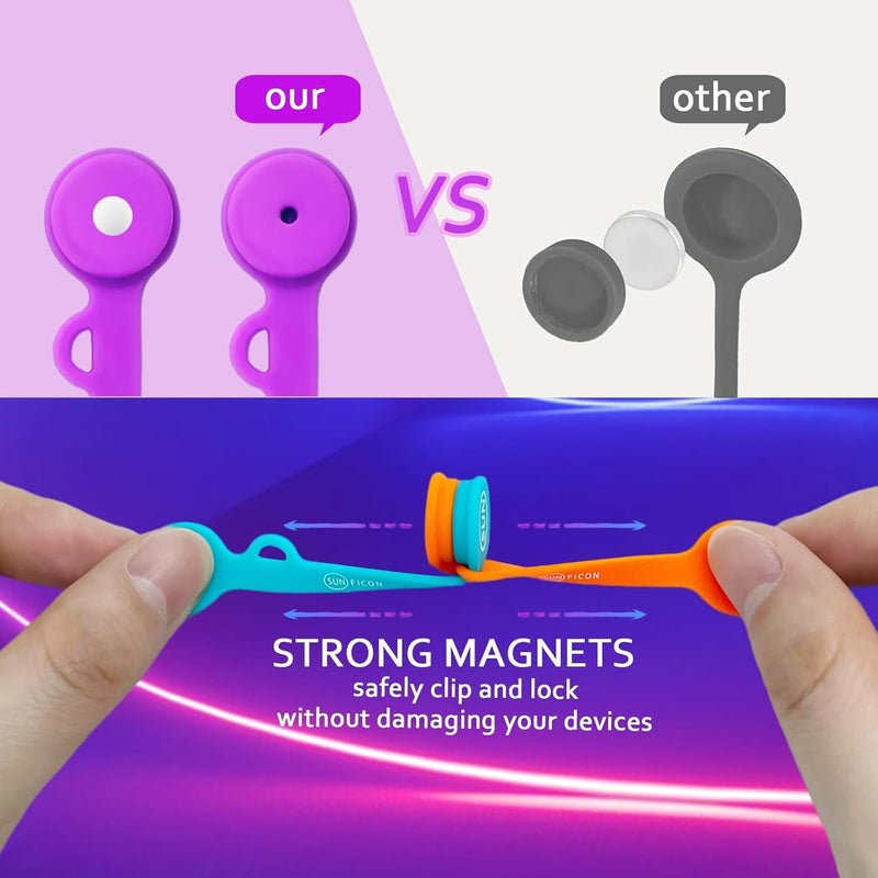 SUNFICON 18 Pack Magnetic Cable Clips Cable Organizers Earbuds Cords Winder Bookmark Clips Whiteboard Noticeboard Fridge Magnets USB Cable Manager Keeper Wrap Ties Straps - Image 2