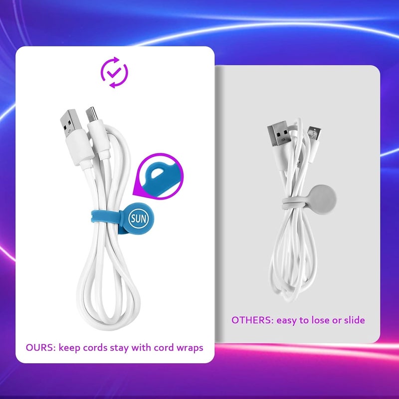 SUNFICON 18 Pack Magnetic Cable Clips Cable Organizers Earbuds Cords Winder Bookmark Clips Whiteboard Noticeboard Fridge Magnets USB Cable Manager Keeper Wrap Ties Straps - Image 3