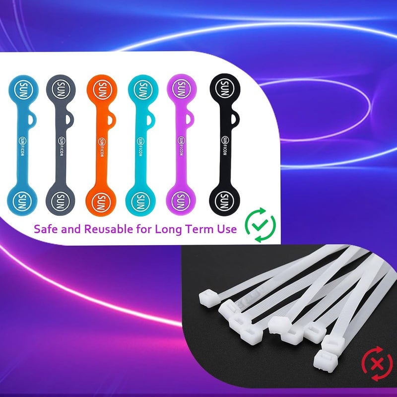 SUNFICON 18 Pack Magnetic Cable Clips Cable Organizers Earbuds Cords Winder Bookmark Clips Whiteboard Noticeboard Fridge Magnets USB Cable Manager Keeper Wrap Ties Straps - Image 4