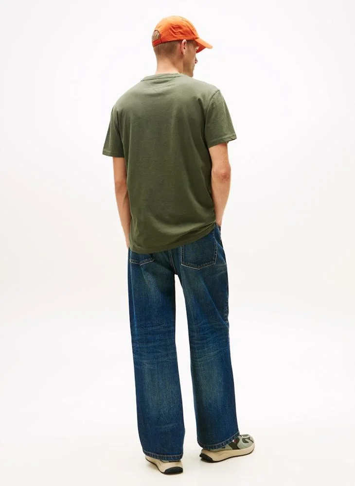 TOMMY JEANS  Linear Logo Embroidery Crew Neck T-Shirt for Men | Best Price UAE