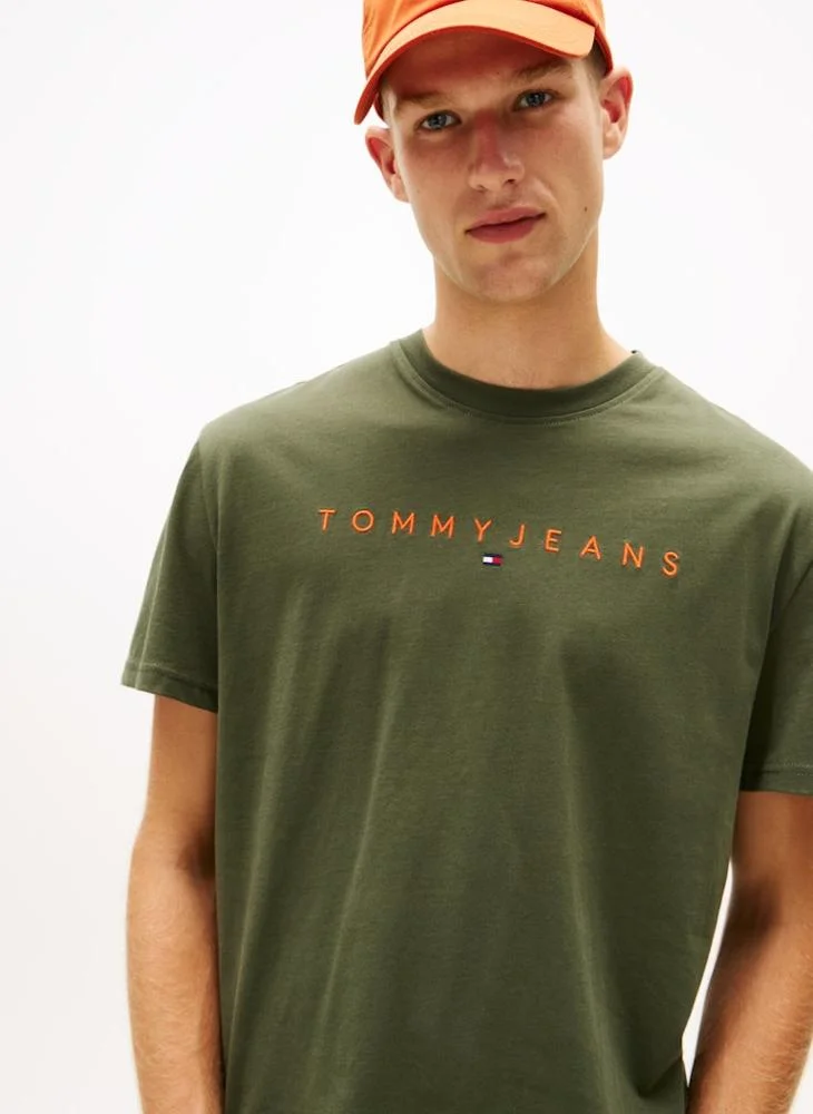 TOMMY JEANS  Linear Logo Embroidery Crew Neck T-Shirt for Men | Best Price UAE