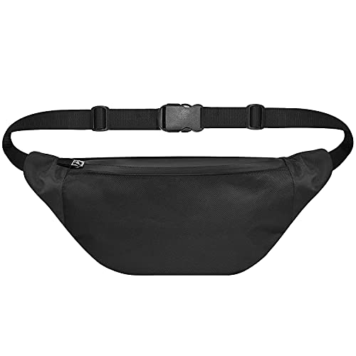Syutm Unisex Waist Pack Travel Handy Hiking Zip Pouch Elegant Style Document Money Phone Belt Sport Bag Bum Bag for Men and Women Nylon Adjustable Strap (Black) - Image 1