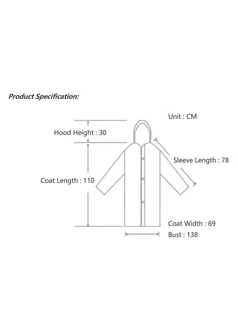 وينر معطف واق من المطر رياضي للجنسين، مناسب للسفر في الهواء الطلق، مزود بغطاء للرأس ورباط من مادة إي في إيه، مقاس عادي - Image 2