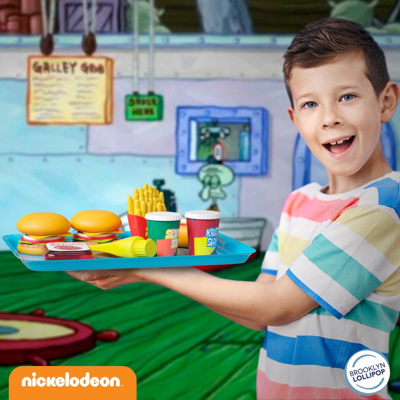 Lollipop مجموعة مطبخ سبونجبوب للأطفال - طعام تفاعلي مع 2 برجر كرابي باتي، مشروب سي فوم، بطاطس كيلب، مجموعة ألعاب سبونجبوب للمطبخ للأطفال من عمر 3-5 سنوات تشمل نقاط فيلكرو - Image 5