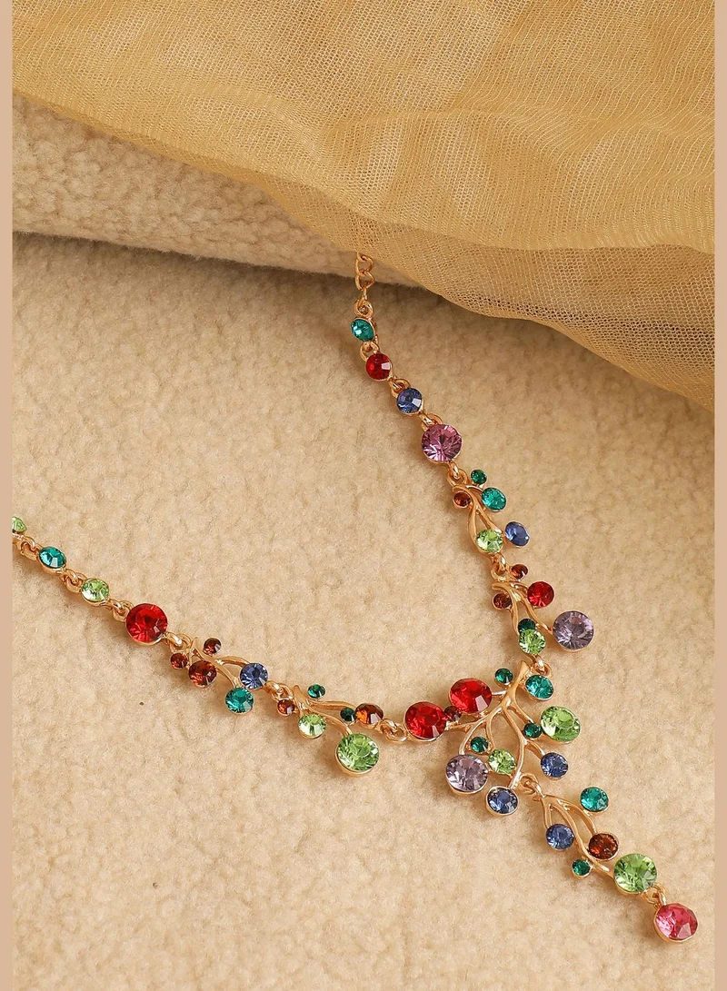 SOHI Gold Plated Designer Stone Necklace